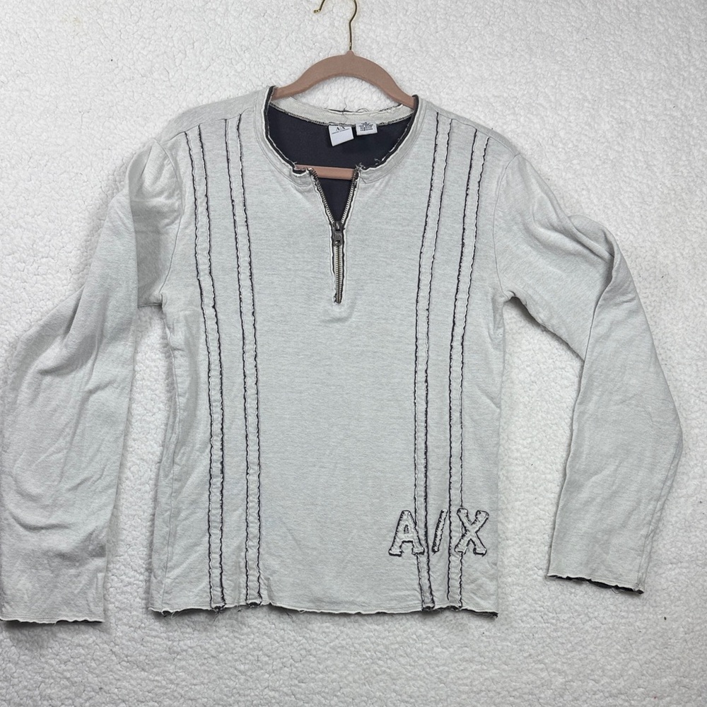 (C3) Armani Exchange Men's Vintage 2000,Quarter Zip Sweatshirt, Size S